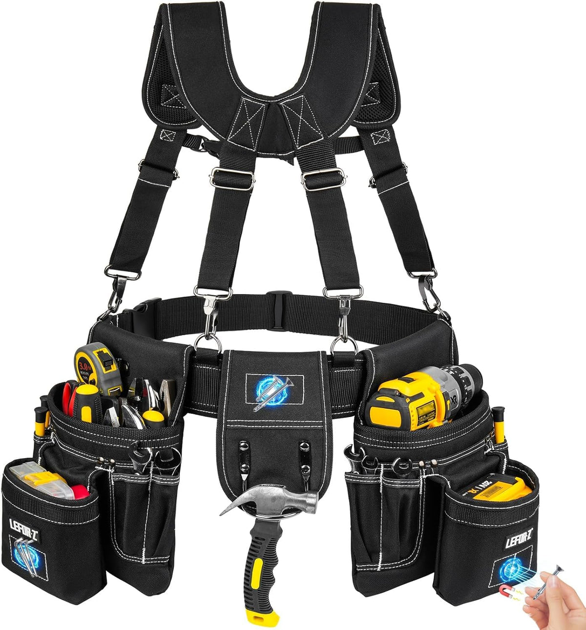 27-Pockets Heavy Duty Tool Belt with Suspenders M989295