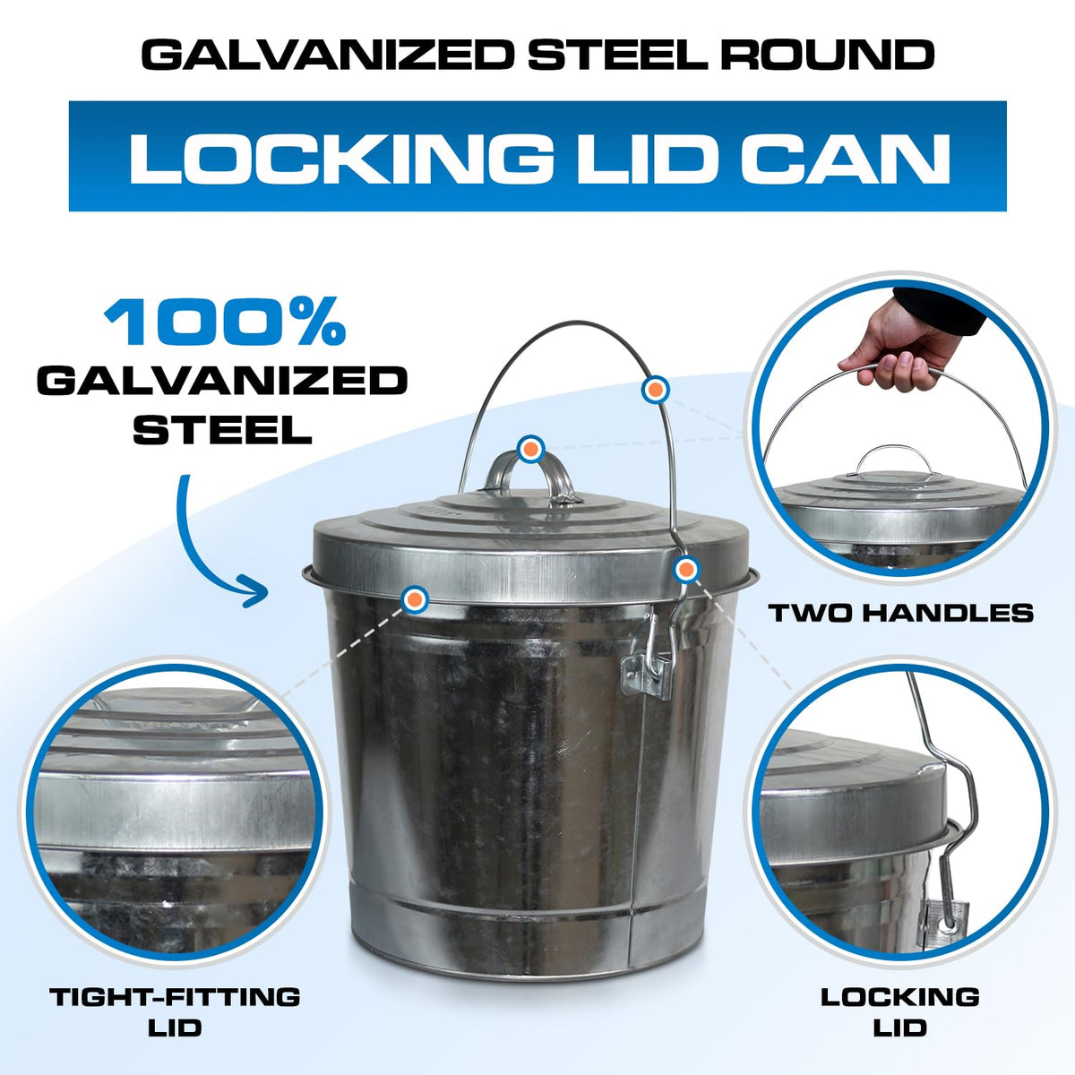 20 Gallon and 6 Gallon Metal Trash Can Set with Lids P3803