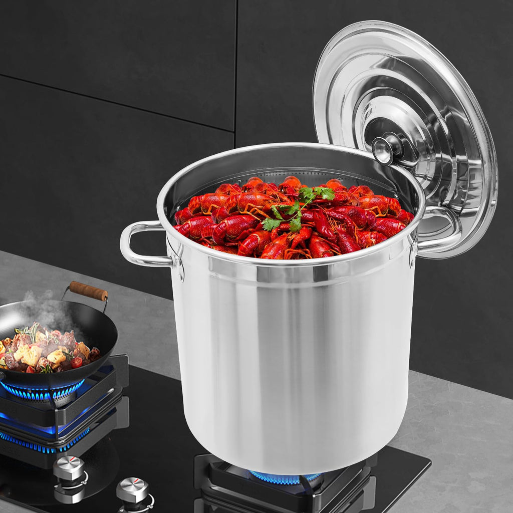 78 Qt Stainless Steel Stock Pot with Lid B26574