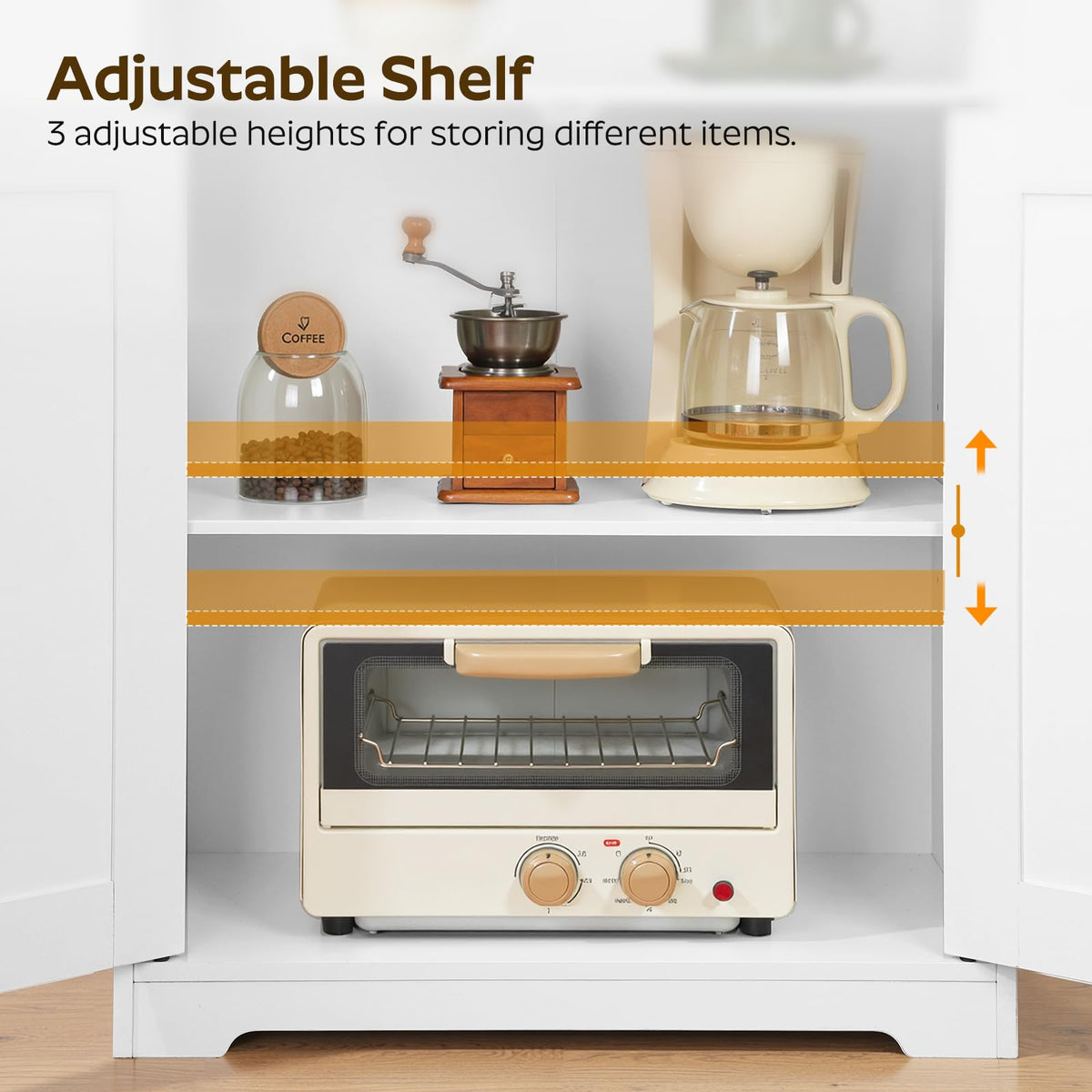 White Coffee Bar Cabinet with Storage P832