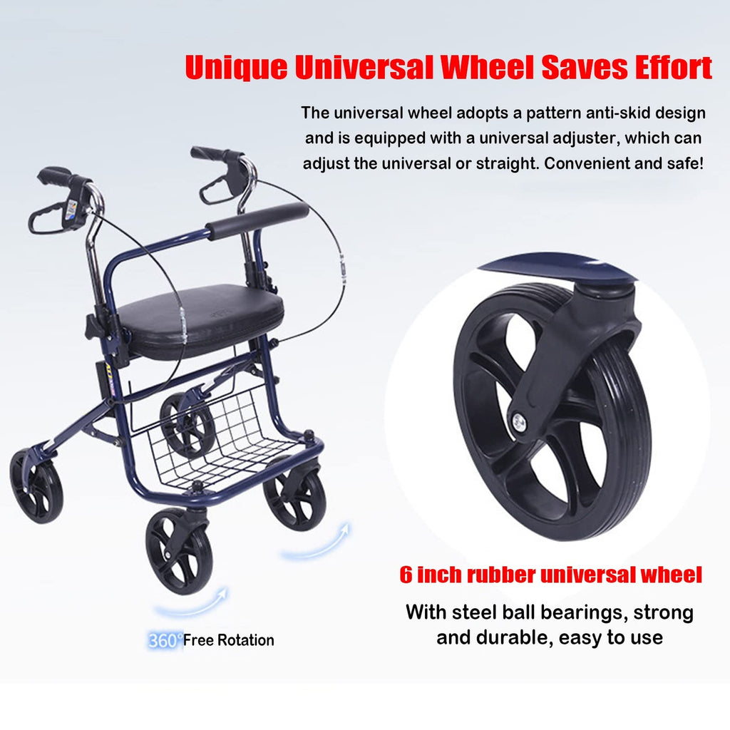 Upright Folding Rollator Walker with Seat P391