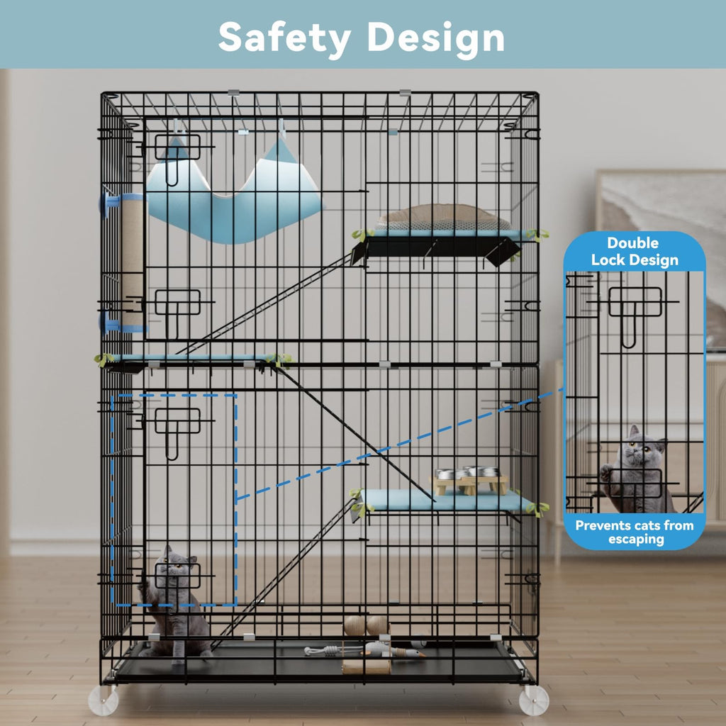 4-Tier Cat Cage with Cushions Hammock Scratching Post E563418