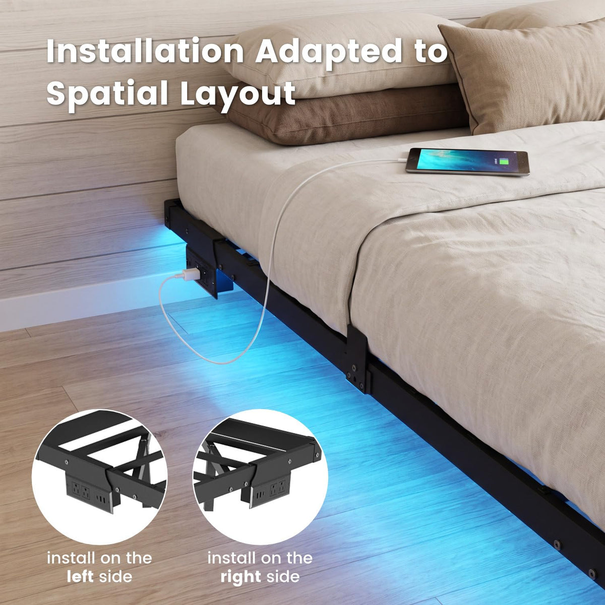 Full Floating Bed Frame with LED Lights Q41312