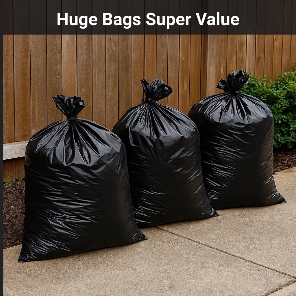 95–96 Gallon 30 Count 2.5 Mil Black Trash Bags U25680