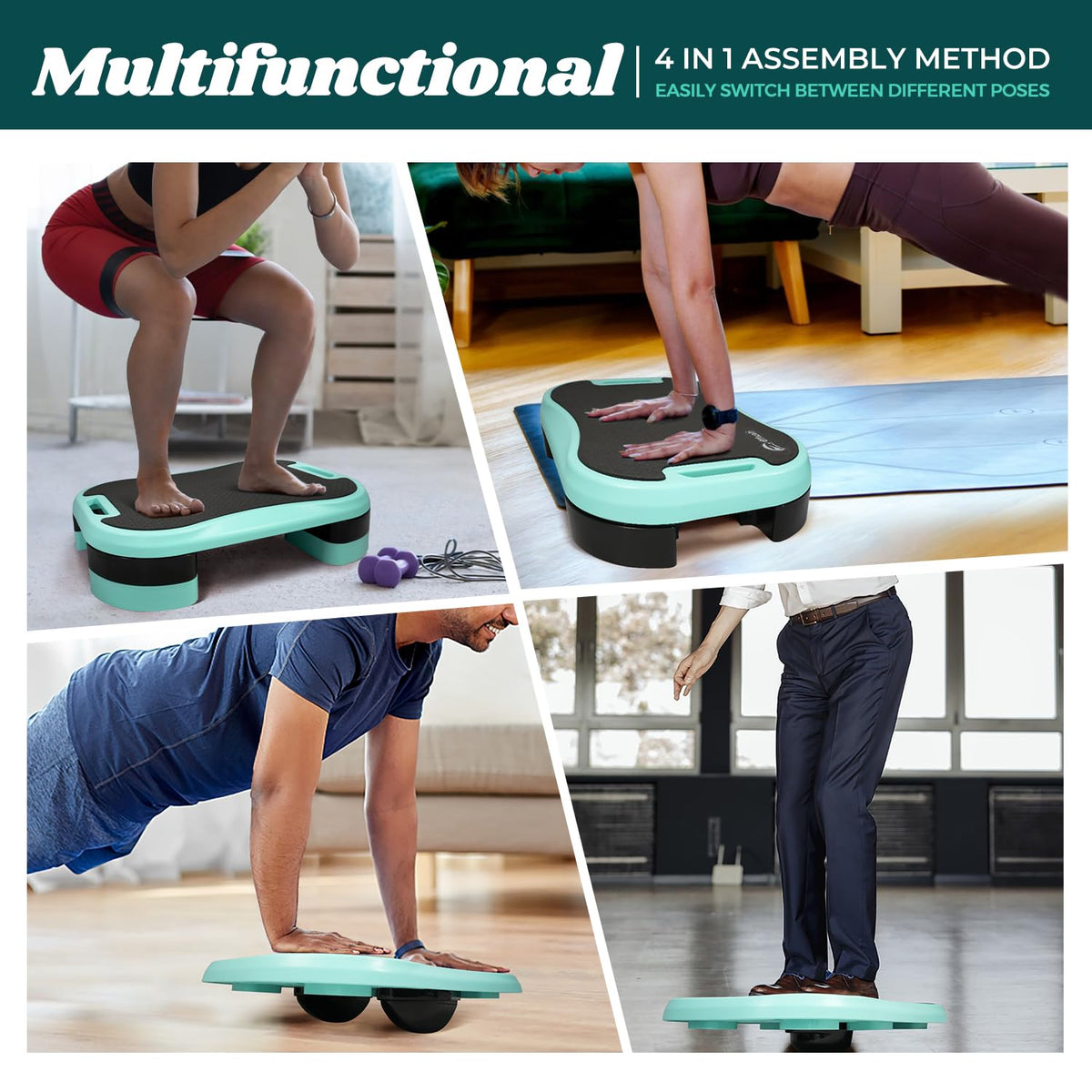 Exercise Step Platform with Cushion and 2 Adjustable Height Risers P930
