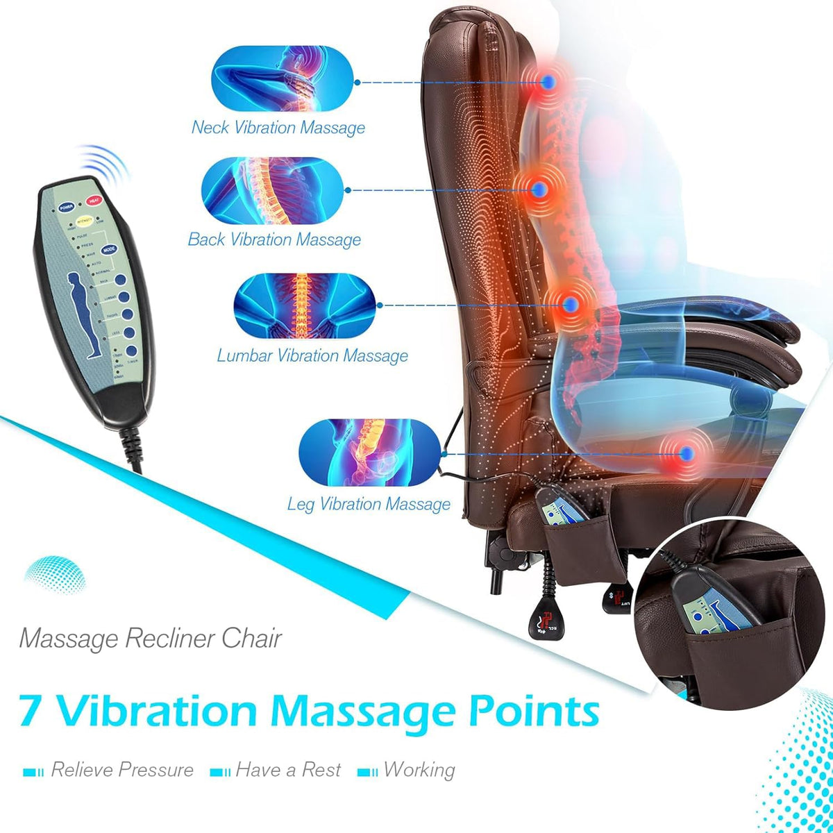 Massage Office Chair with Heat Function & Footrest S6208