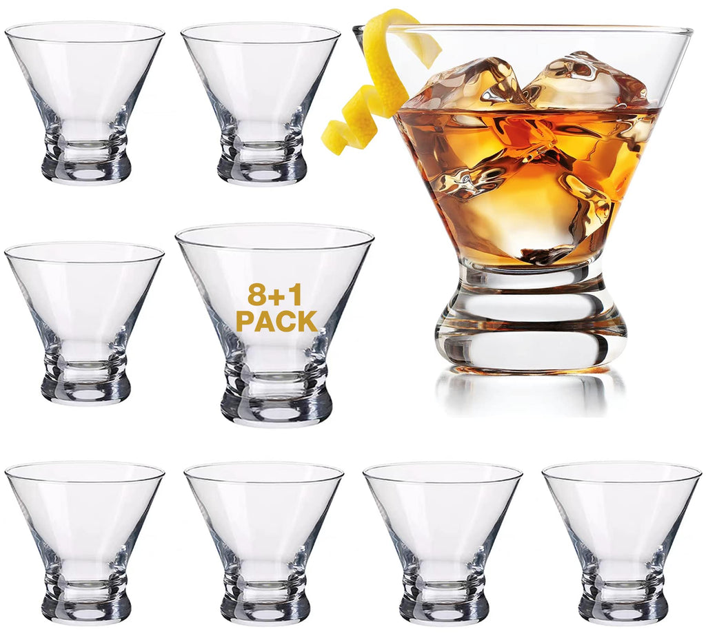 Set of 9 Crystal Stemless Martini Glasses 8 Ounces K986