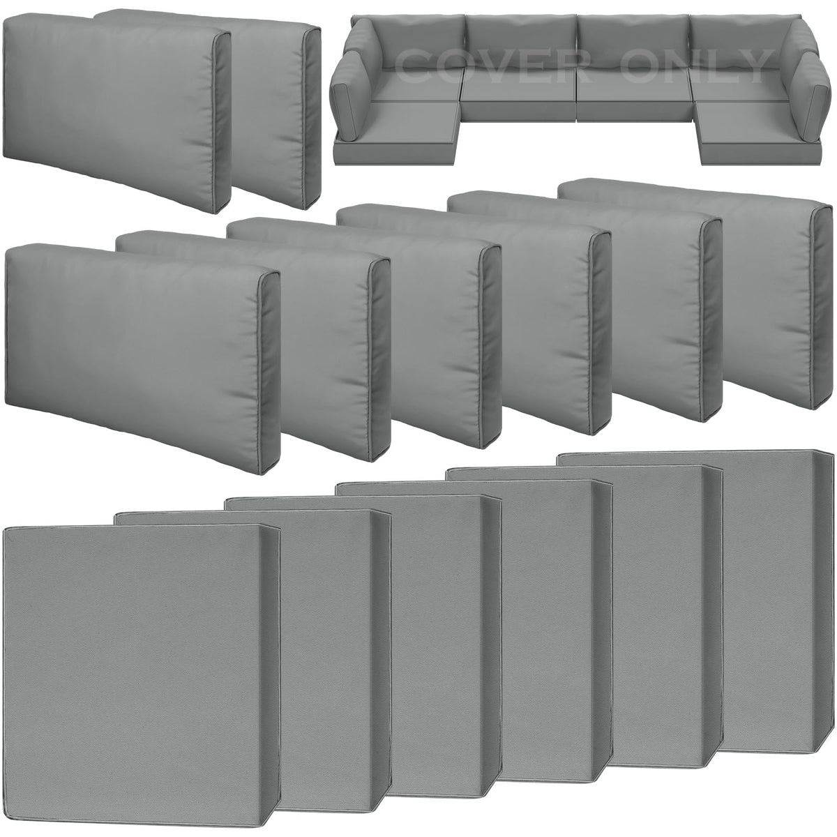 14 Piece Outdoor Waterproof Cushion Covers with Zipper P399794