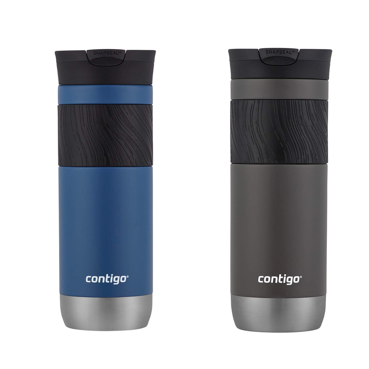 Vacuum-Insulated Stainless Steel Travel Mug 2-Pack & Stainless Steel Travel Mug with Handle and Leak-Proof Lid P9809