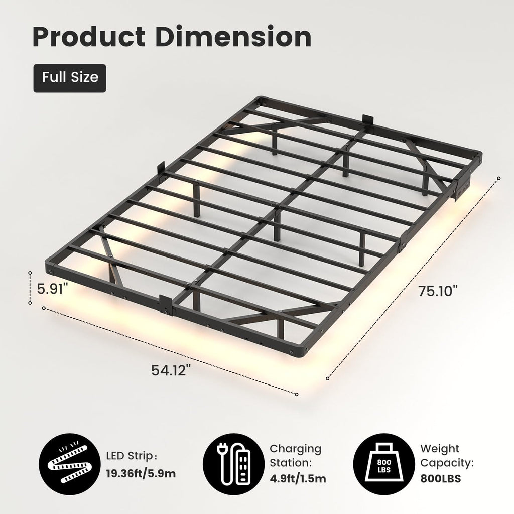 Full Floating Bed Frame with LED Lights Q41312