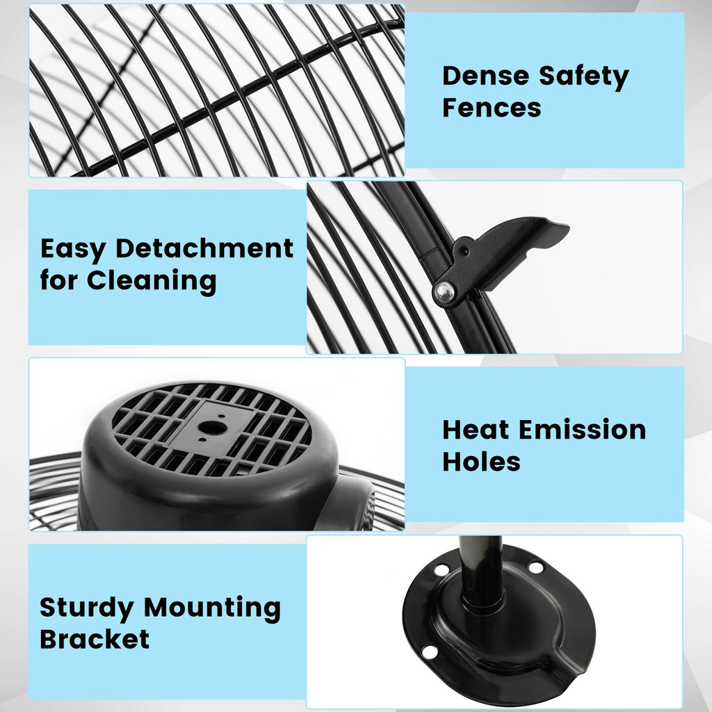 20 Inch 3-Speed Oscillating Metal Wall Fan R5252