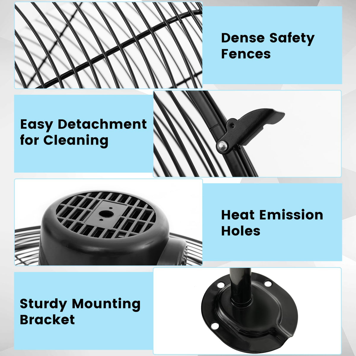 20 Inch 3-Speed Oscillating Metal Wall Fan R5252