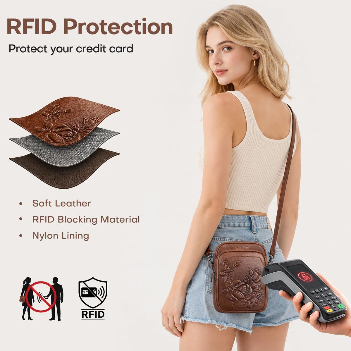 Small RFID Leather Crossbody Bag X498613