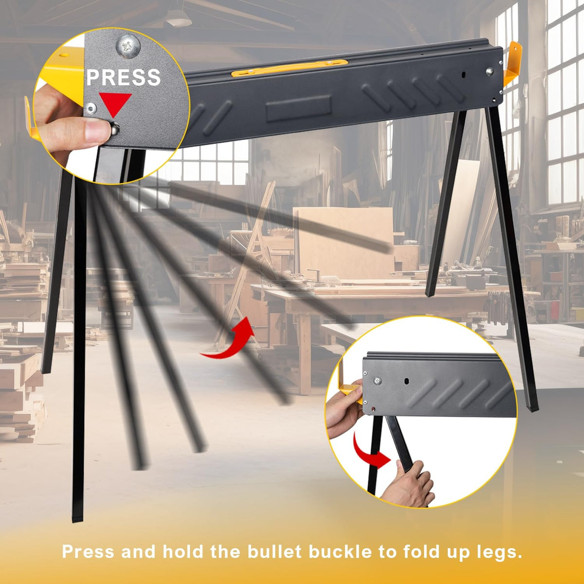 2 Pack Heavy Duty Folding Saw Horses Table Y580