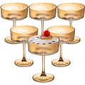 Set of 6 Amber Ribbed Coupe Cocktail Glasses B348