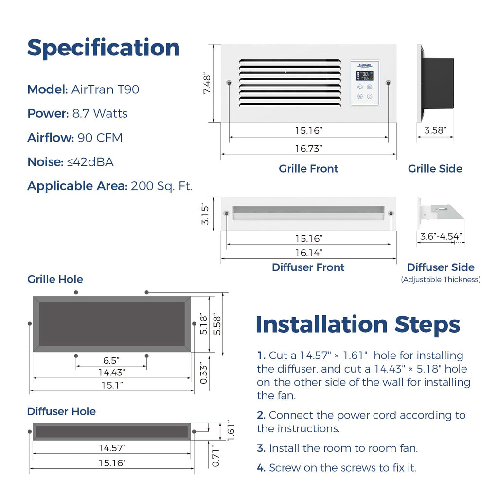 Room to Room Air Transfer Fan 90 CFM B109705