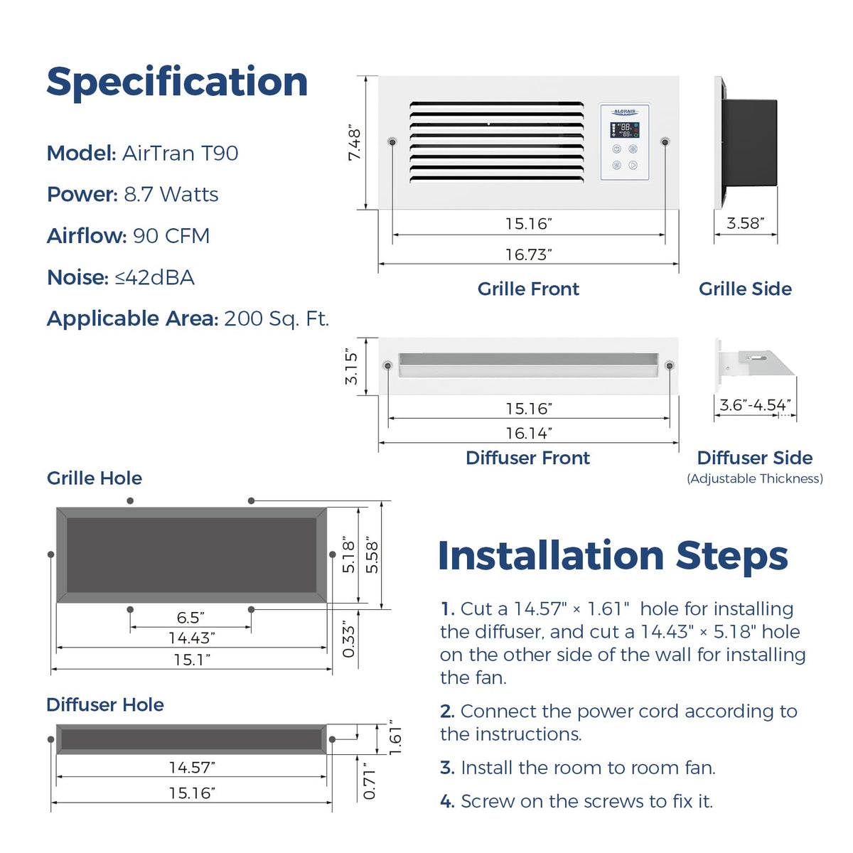 Room to Room Air Transfer Fan 90 CFM B109705