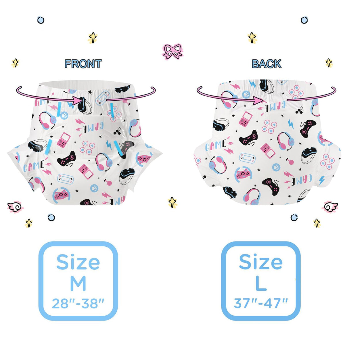 Adult Diapers 10 Pieces Disposable Incontinence Briefs with Tabs Medium 28"-38" R18391