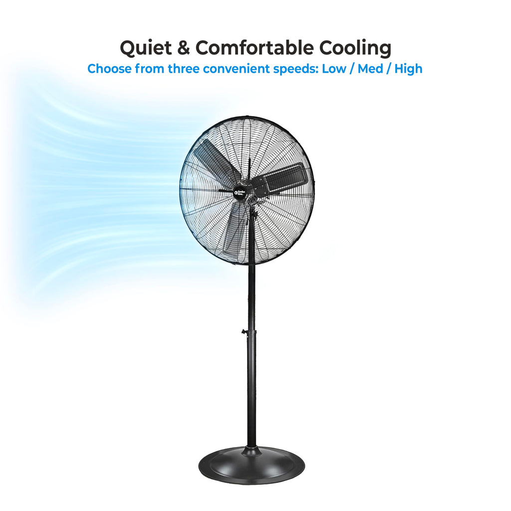 Industrial Pedestal Fan, 30 inch, 3 Speed, Adjustable Height, Metal X6706