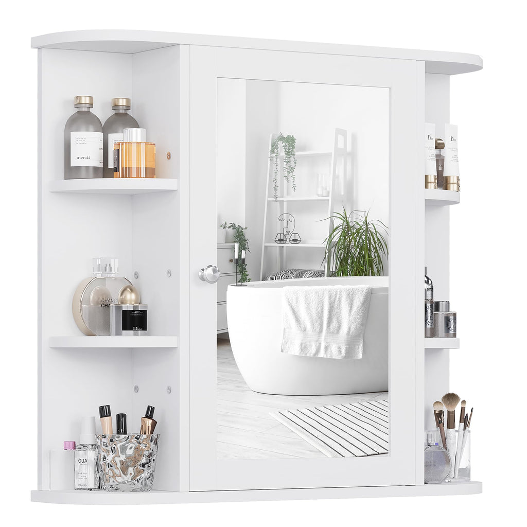 White Wall Mounted Medicine Cabinet with Mirror R402451
