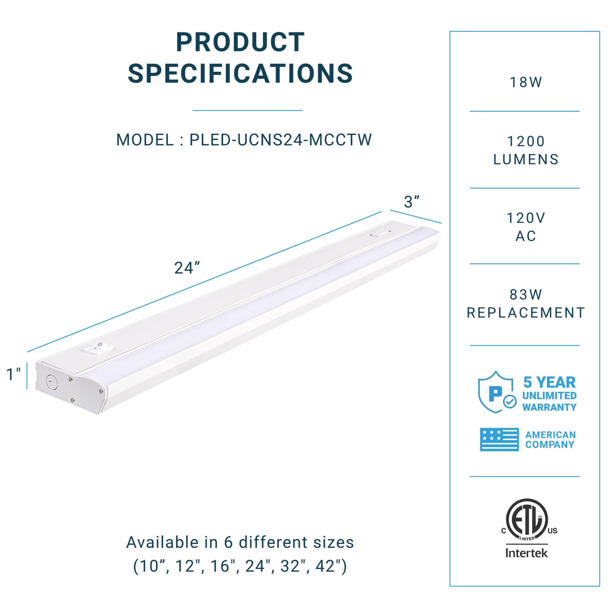 24 Inch 18W Dimmable LED Under Cabinet Lighting V739