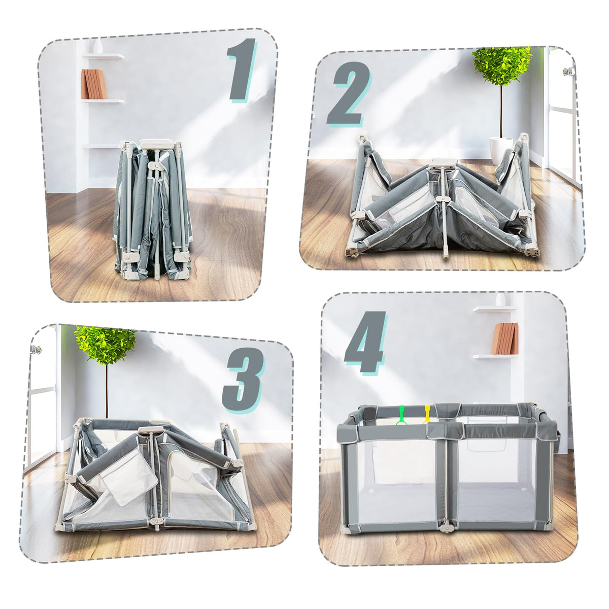 Foldable Baby Playpen with Mat F31797