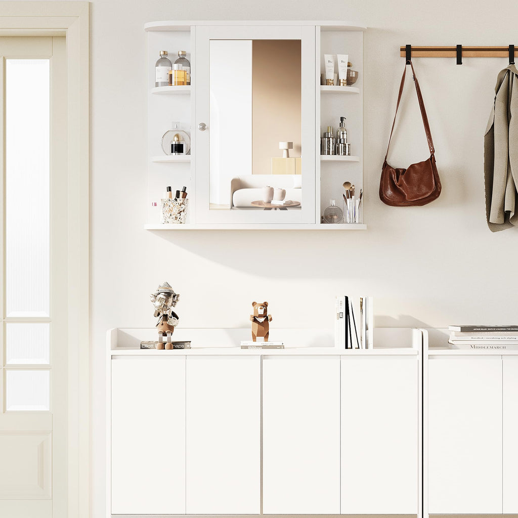 White Wall Mounted Medicine Cabinet with Mirror R402451