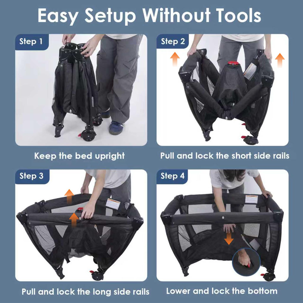 3-in-1 Pack and Play with Changing Table & Carry Bag, Black E426174