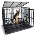 42 inch Heavy Duty Metal Dog Cage with Double Doors & Lockable Wheels I746401