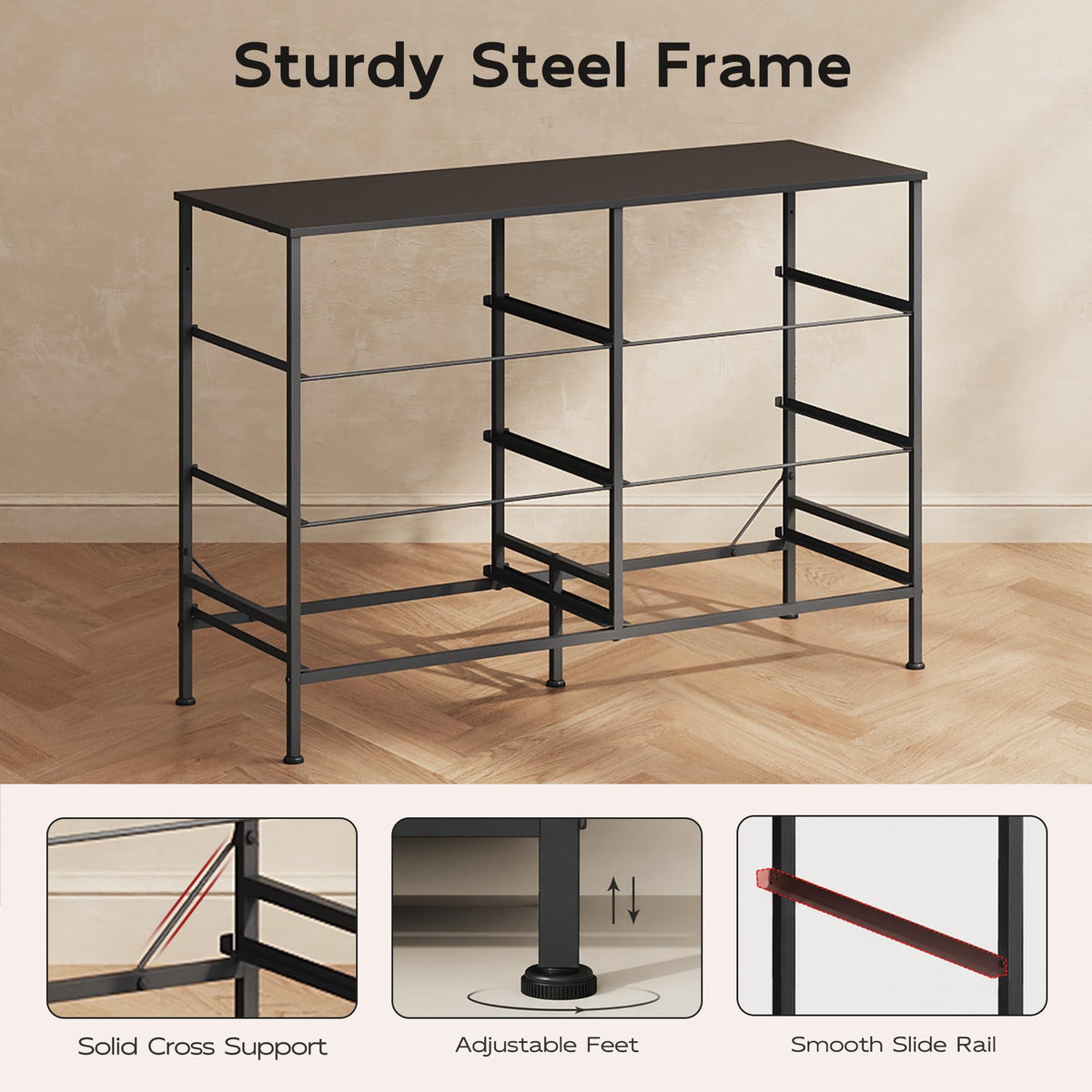 Black 6 Drawer Fabric Dresser Z620717