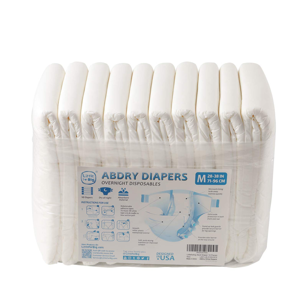 Adult Diaper 10 Pieces White Medium 28"-38" K47868