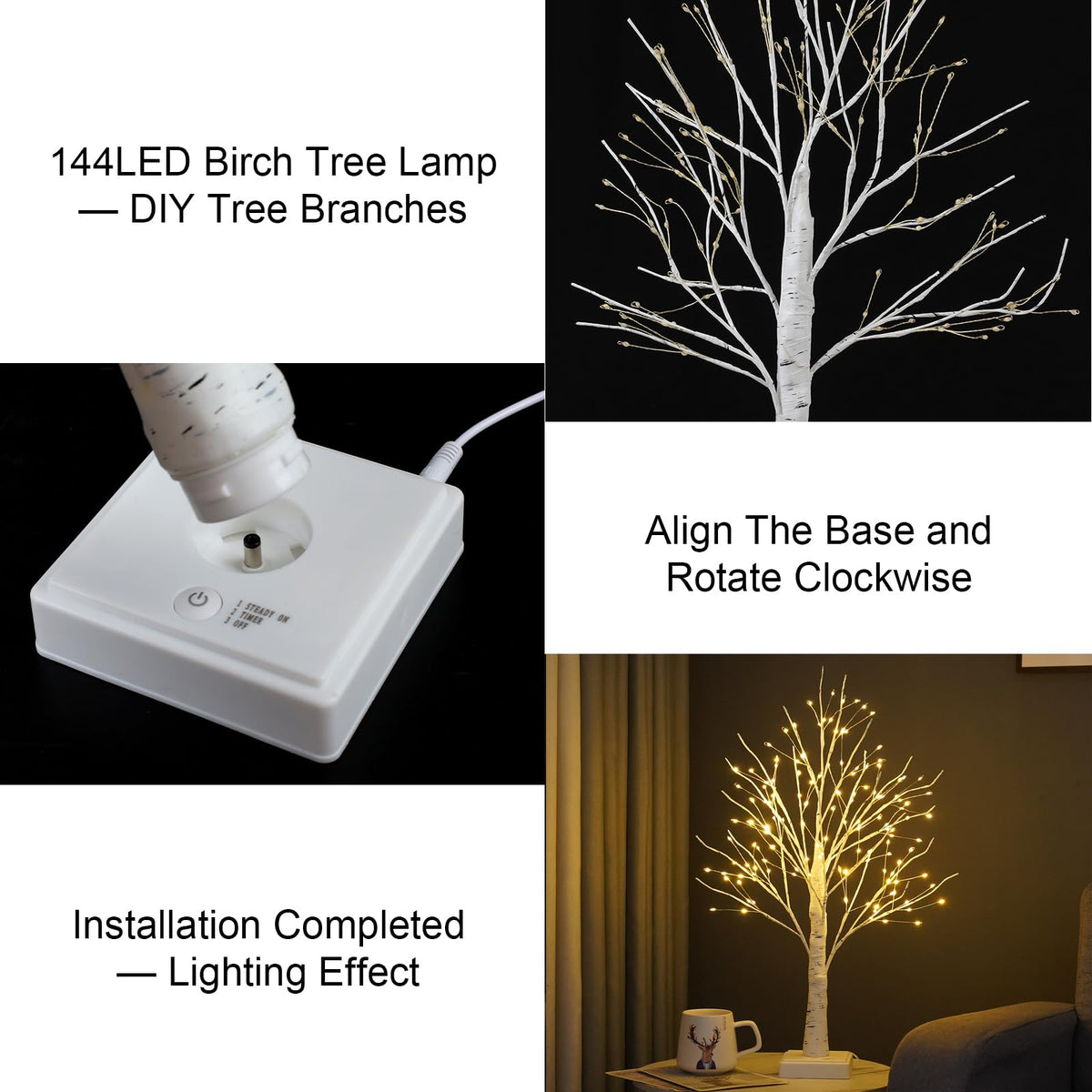 144 LED Birch Tree Lights with Remote Control V11925