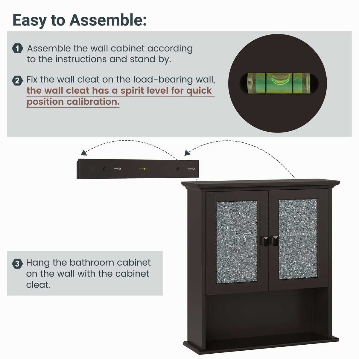 Wall Mount Bathroom Cabinet with Glass Door G5726