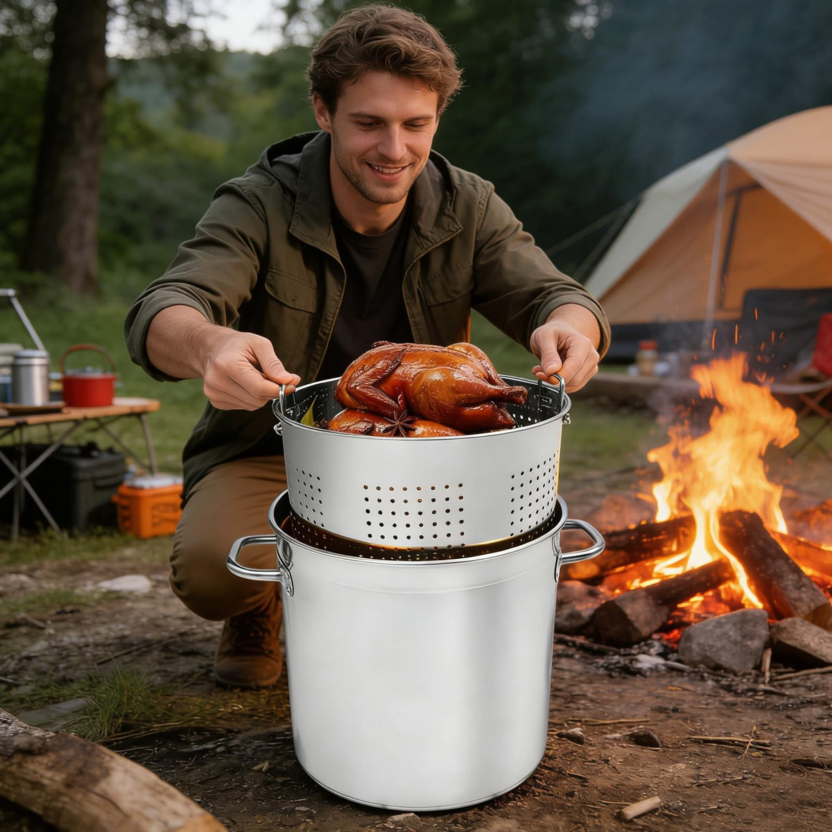 78 Qt Stainless Steel Stock Pot with Lid B26574