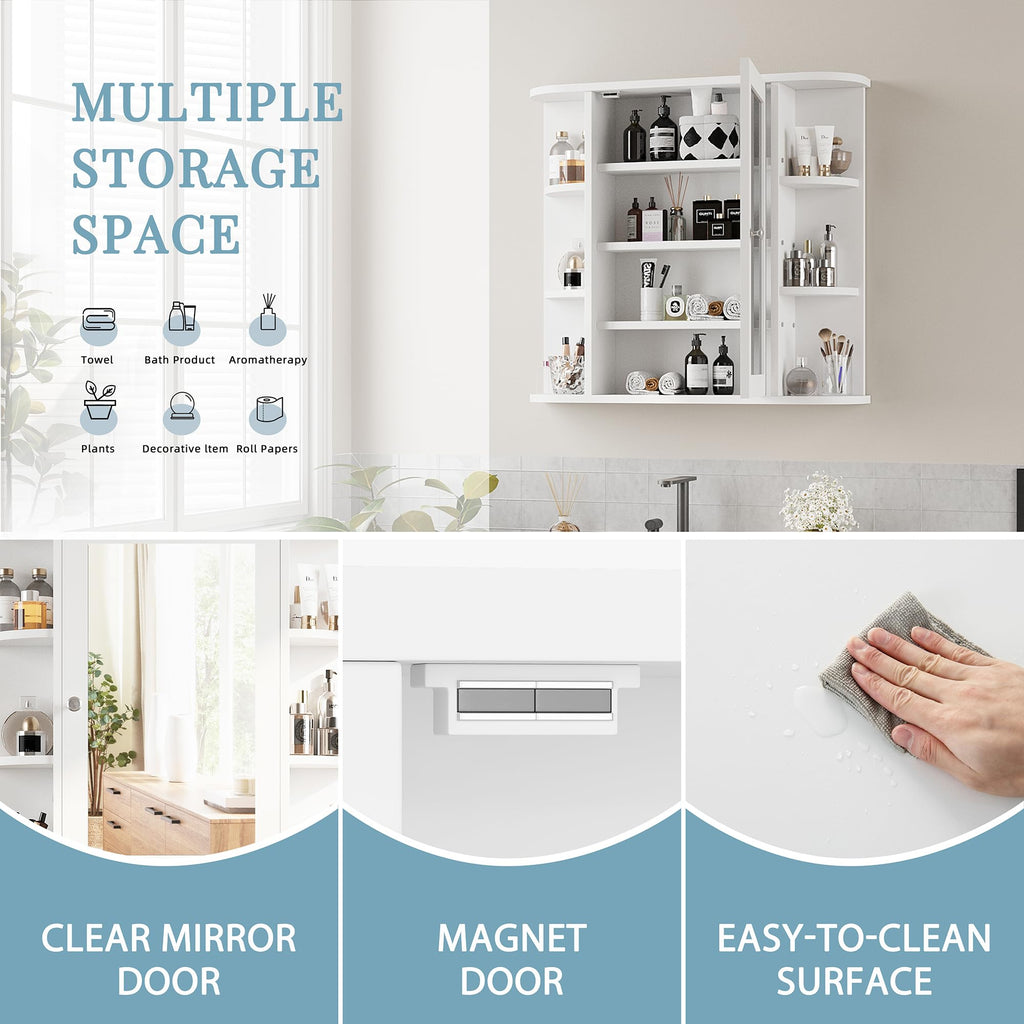 White Wall Mounted Medicine Cabinet with Mirror R402451
