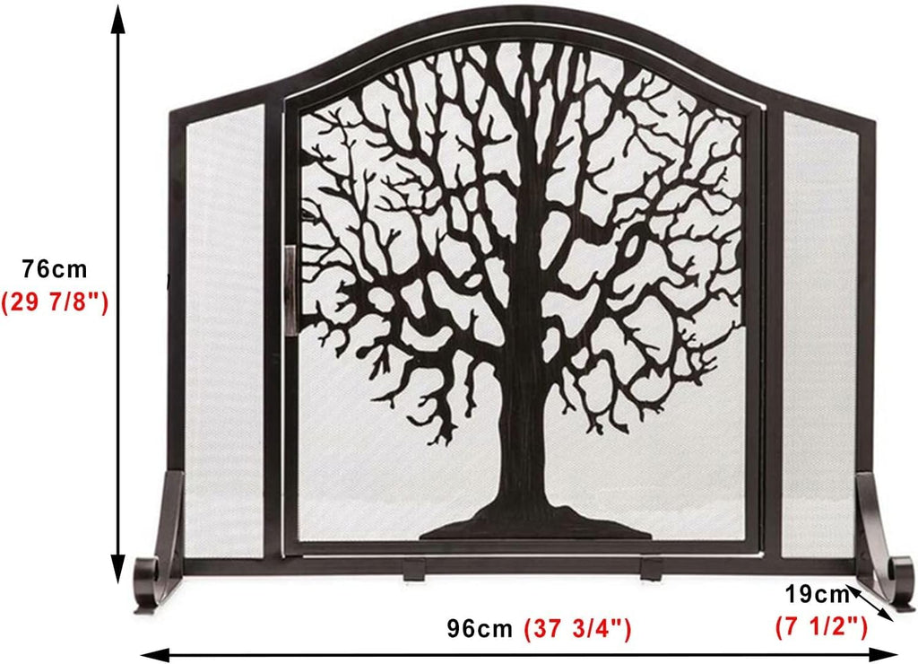 Wrought Iron Fireplace Screen with Locking Doors V5625