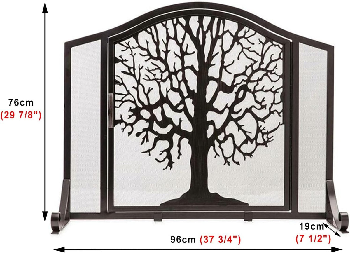 Wrought Iron Fireplace Screen with Locking Doors V5625