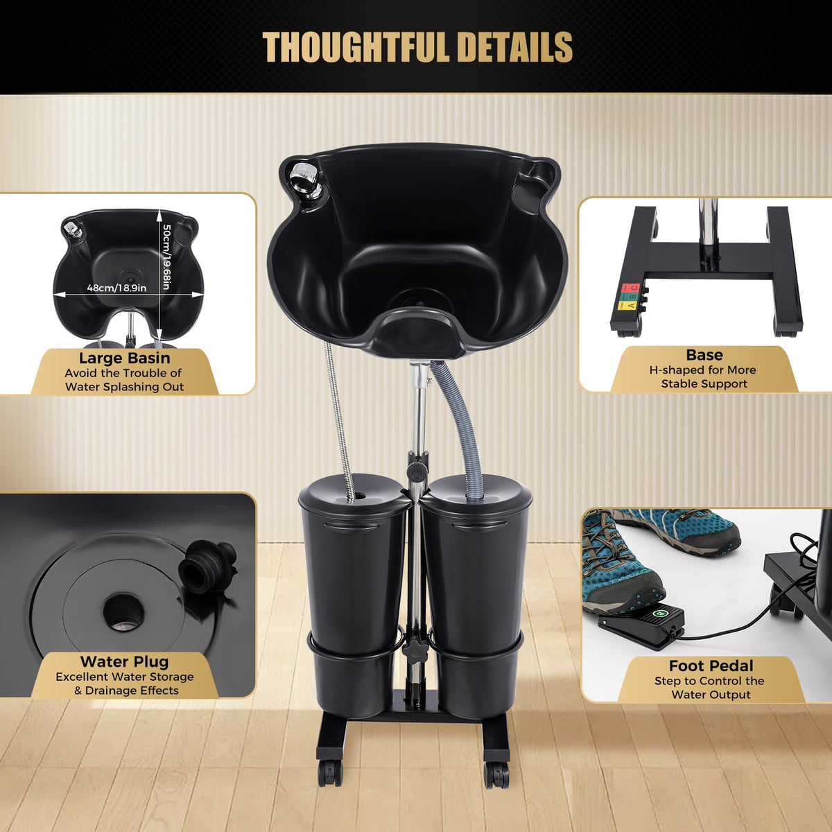Portable Shampoo Bowl with Electric Pump J686317