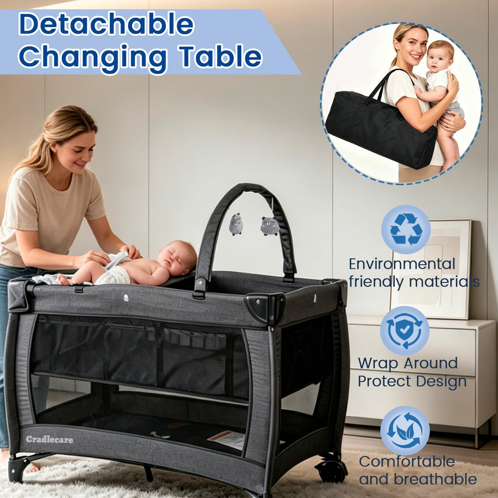 3-in-1 Pack and Play with Changing Table & Carry Bag, Black E426174