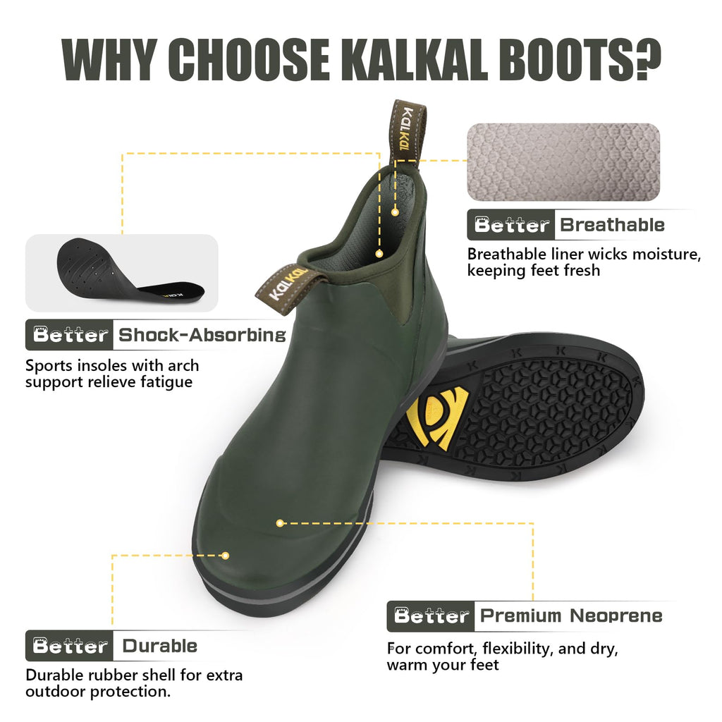 Waterproof Rubber Ankle Deck Boots with Memory Foam F87484