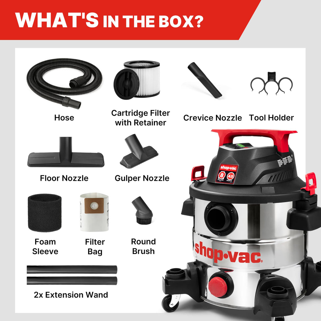 8 Gallon Stainless Steel Wet/Dry Vacuum U895425