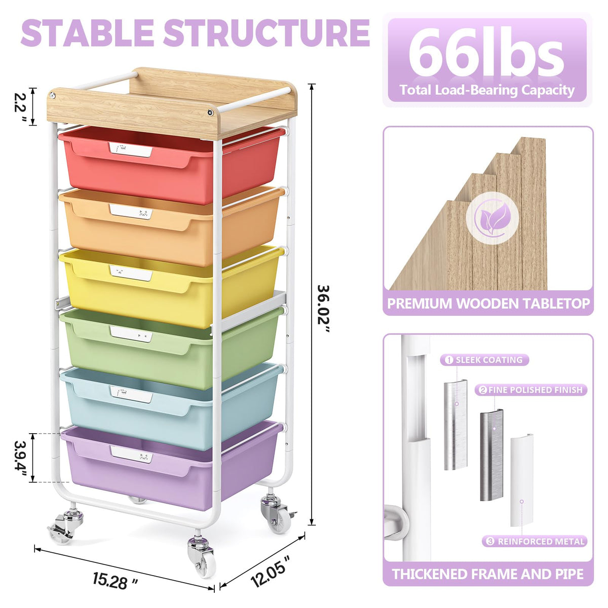 Utility Storage Cart with Drawer D521