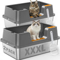 Extra Large Stainless Steel Litter Box with High Sides Y230639
