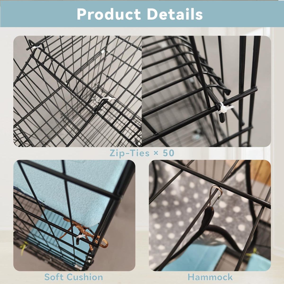 4-Tier Cat Cage with Cushions Hammock Scratching Post E563418