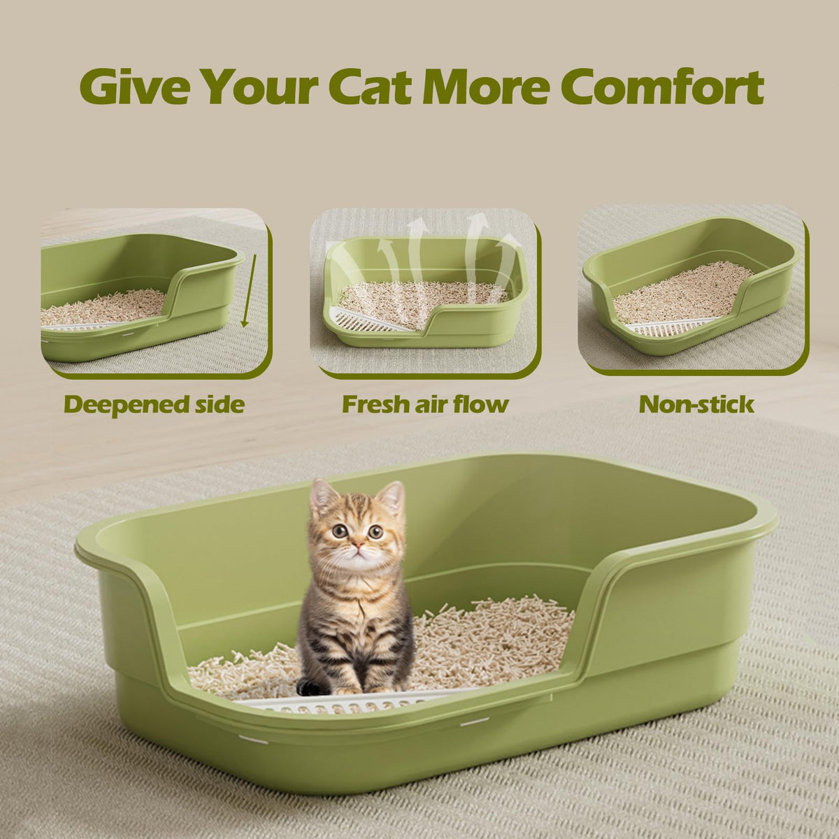 Extra Large High Sides Low Entry Cat Litter Box J761374