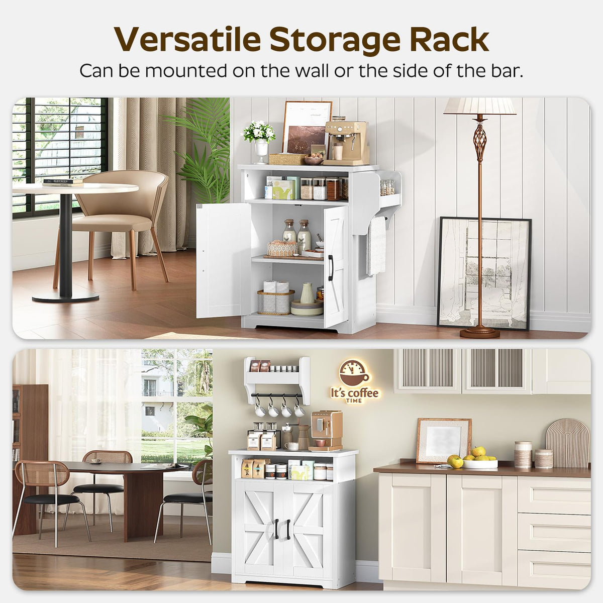 White Coffee Bar Cabinet with Storage P832