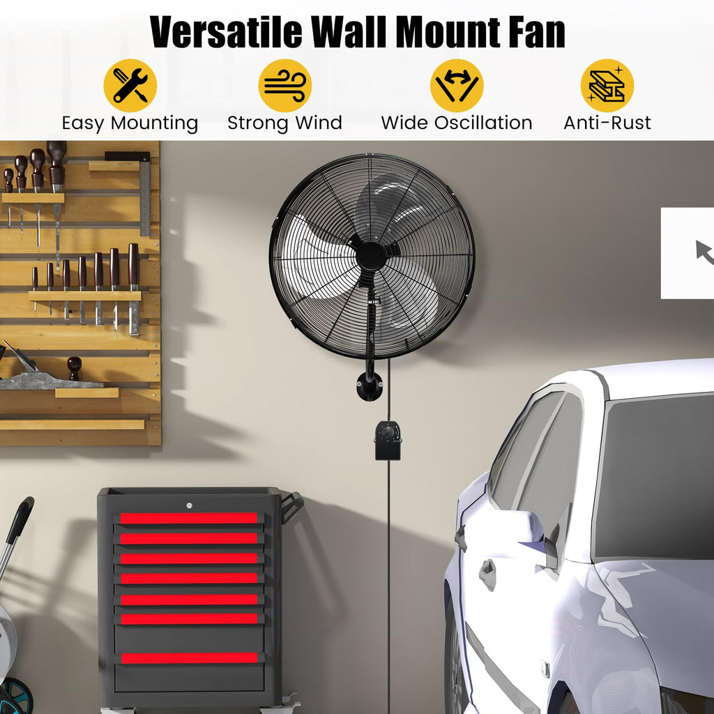 20 Inch 3-Speed Oscillating Metal Wall Fan R5252