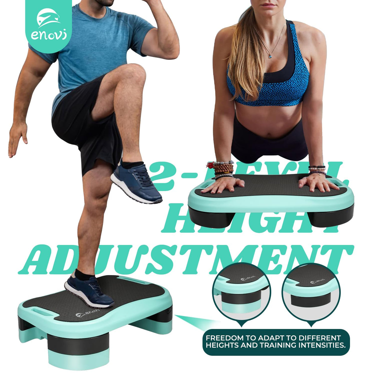 Exercise Step Platform with Cushion and 2 Adjustable Height Risers P930