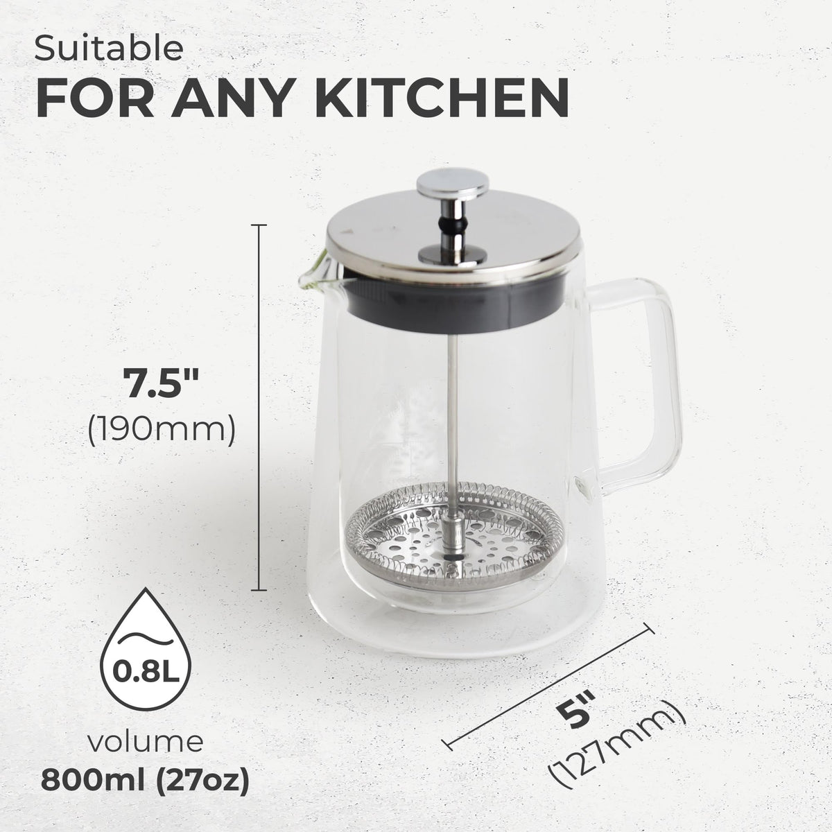 Glass French Press Coffee Maker 27oz Z3621