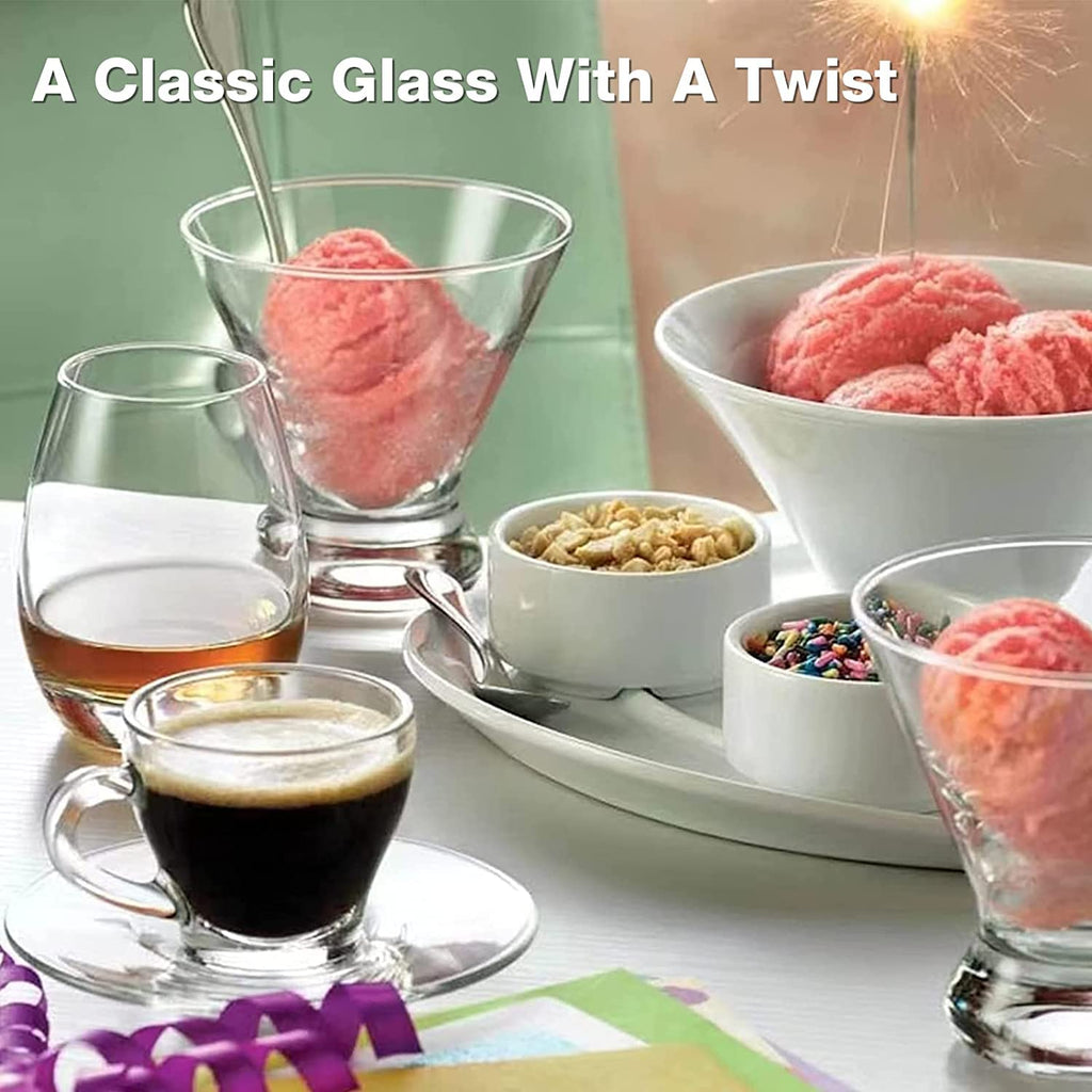 Set of 9 Crystal Stemless Martini Glasses 8 Ounces K986